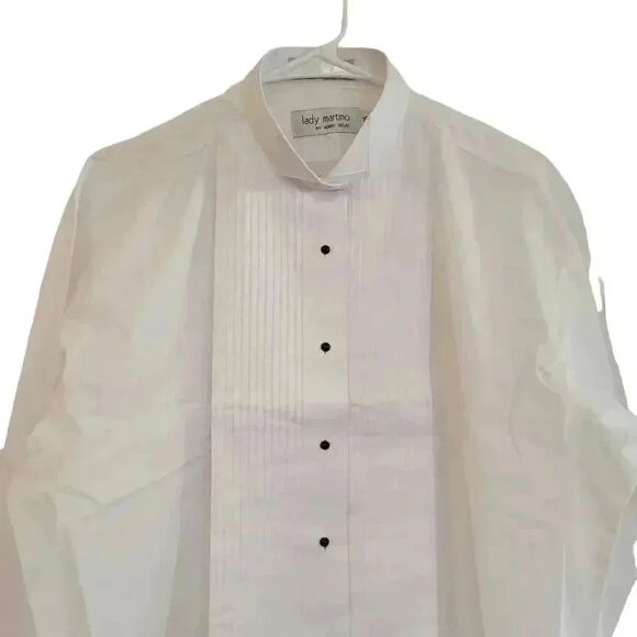 Henry Segal Lady Martino Women's White Customizable Tuxedo Shirt w Wingtip Colla - Picture 3 of 11